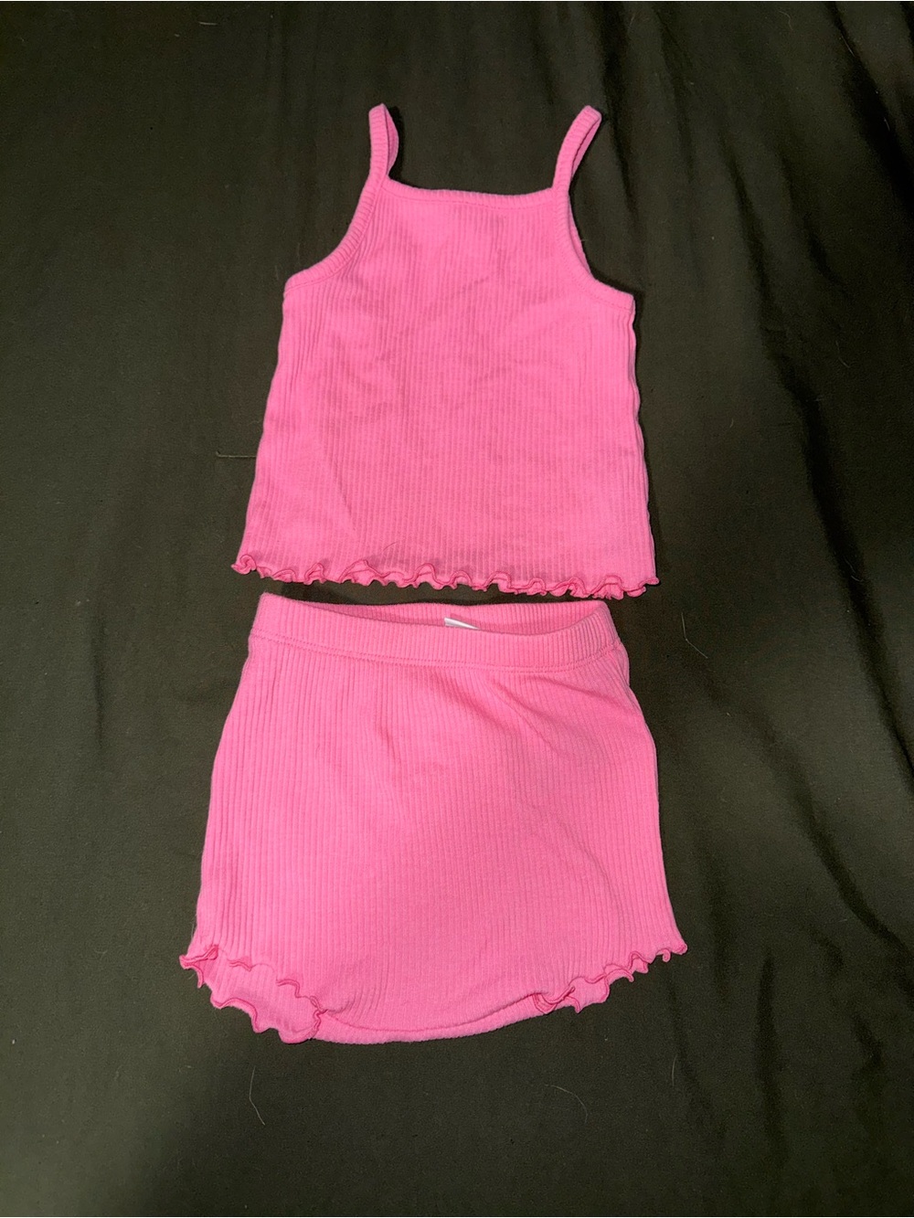 Old Navy Bright Pink Ribbed Tank & Skirt Set
